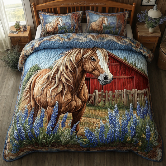 Horse Glory 3-Piece Quilted Bedding Set NCU0DV5253