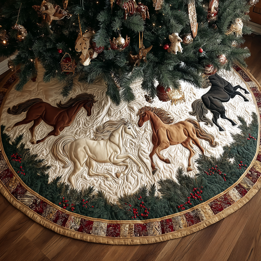 Horse Christmas Quilted Tree Skirt NCU0VT352