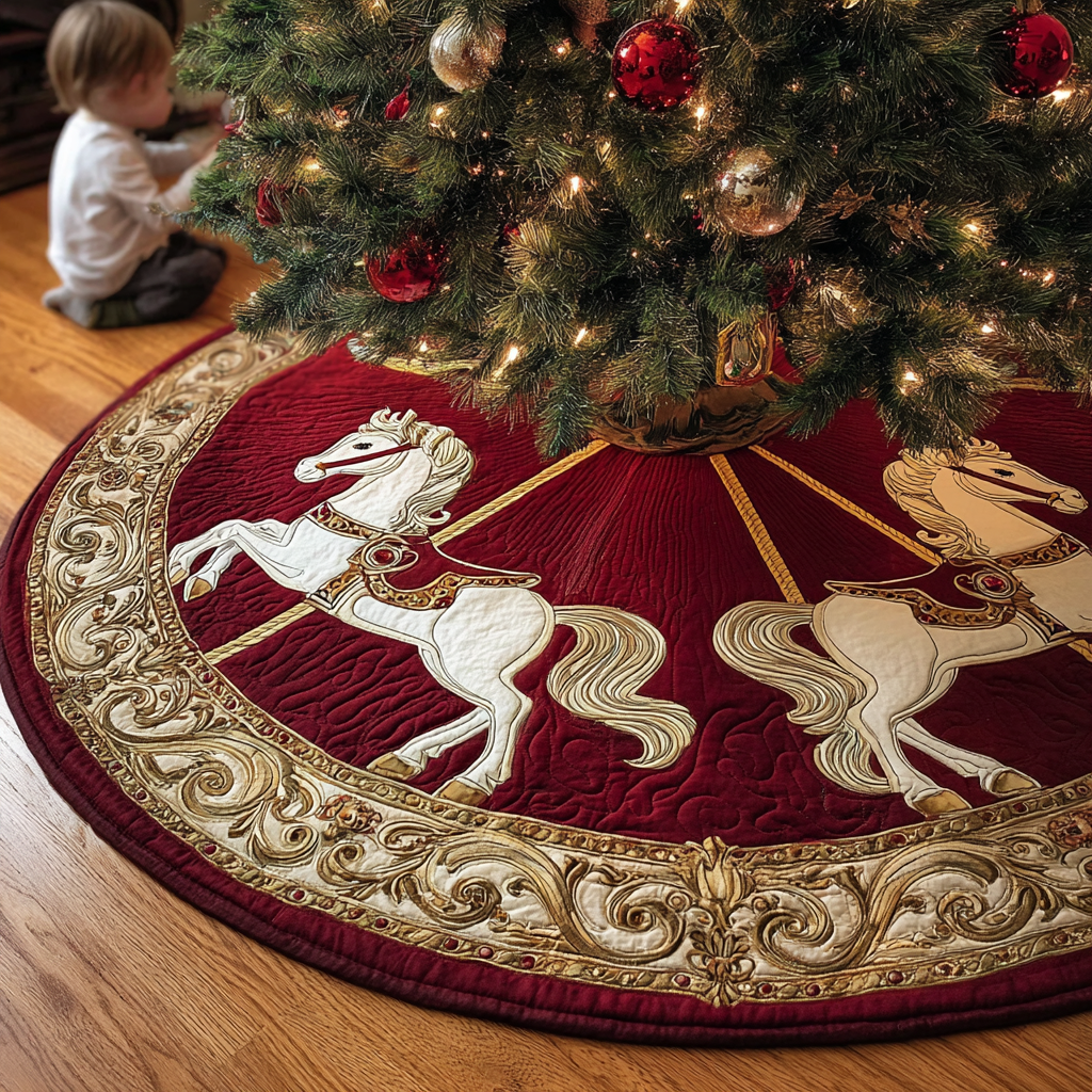 Horse Glory Christmas Quilted Tree Skirt NCU0DK11409
