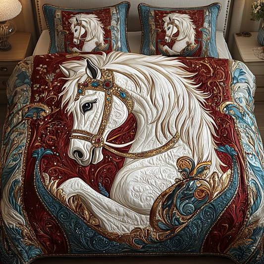 Horse Haven 3-Piece Quilted Bedding Set NCU0VH1957