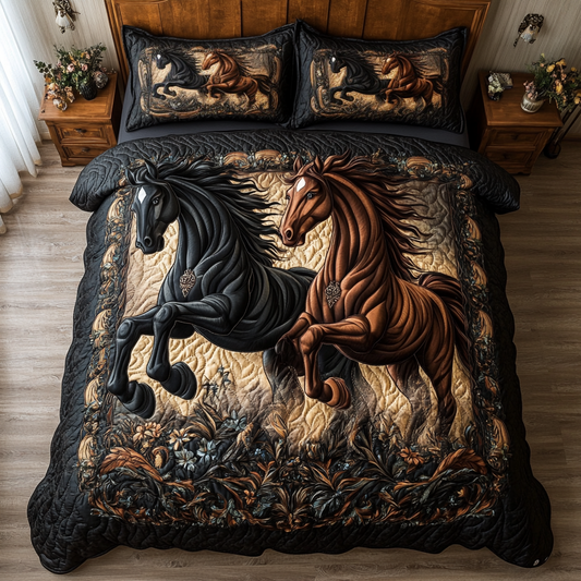 Horse Journey 3-Piece Quilted Bedding Set NCU0DK8062