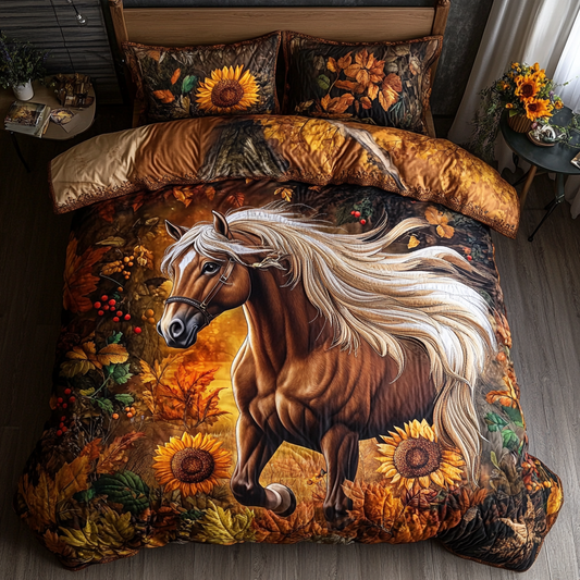 Horse Journey 3-Piece Quilted Bedding Set NCU0DK8866