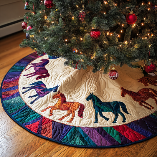 Horse Light Christmas Quilted Tree Skirt NCU0DK11410