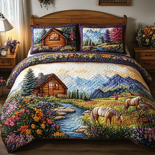 Horse Meadow Haven 3-Piece Quilted Bedding Set NCU0VL2607