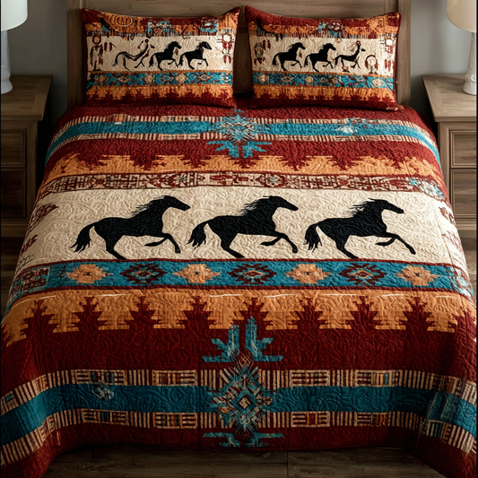 Horse Path 3-Piece Quilted Bedding Set NCU0DK10428