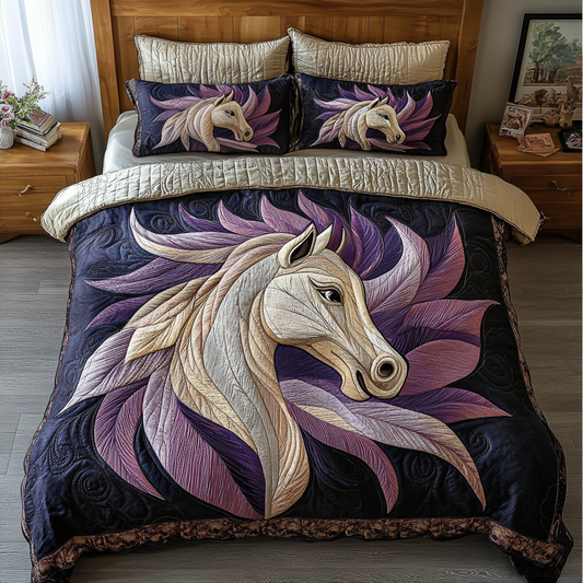 Horse Power 3-Piece Quilted Bedding Set NCU0DK8057