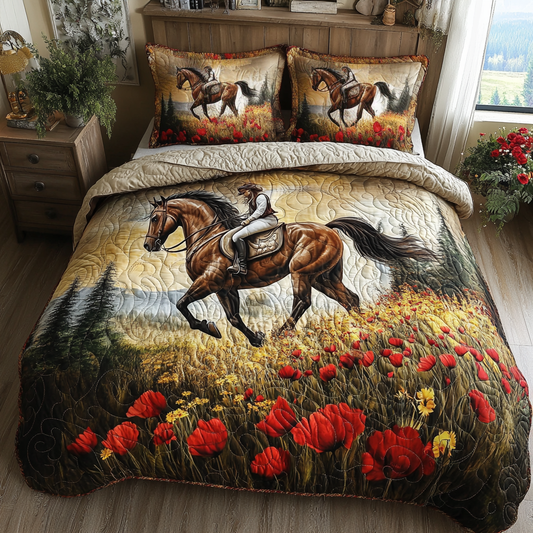 Horse Riding 3-Piece Quilted Bedding Set NCU0DV5252