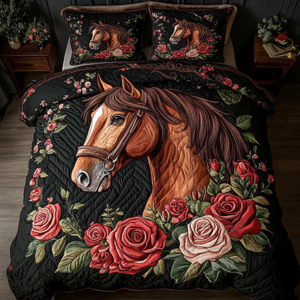 Horse Spirit 3-Piece Quilted Bedding Set NCU0DK8864