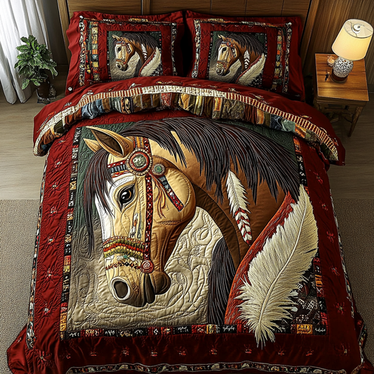 Horse Spirit 3-Piece Quilted Bedding Set NCU0DK9209