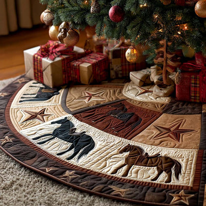 Horse Star Christmas Quilted Tree Skirt NCU0NT11220
