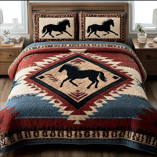 Horse Trail 3-Piece Quilted Bedding Set NCU0DK10431