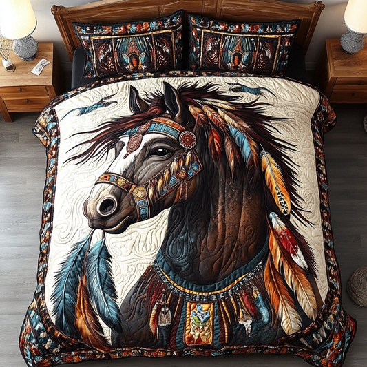 Horse Trail 3-Piece Quilted Bedding Set NCU0DK9212