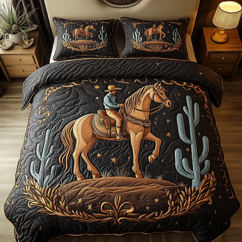 Horseback Bliss 3-Piece Quilted Bedding Set NCU0VH3164