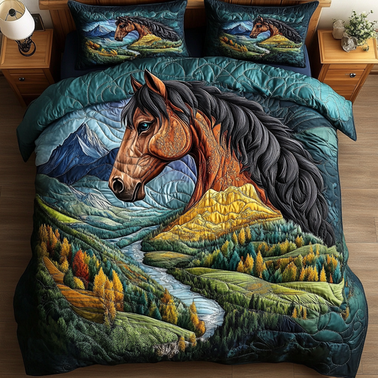 Horseback Dreams 3-Piece Quilted Bedding Set NCU0DK7151