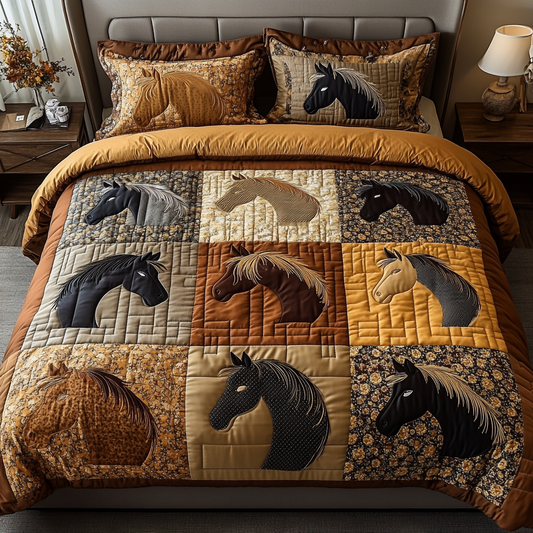 Horsepower 3-Piece Quilted Bedding Set NCU0DK7301