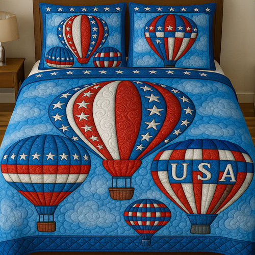 Hot Air Balloons 3-Piece Quilted Bedding Set NCU0NT6239