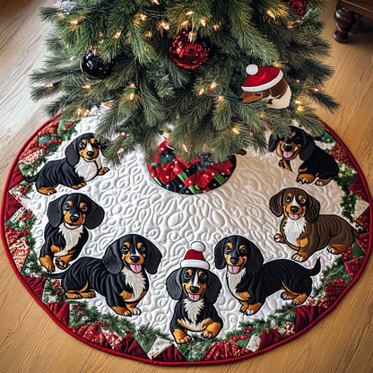 Hot Dog Harmony Christmas Quilted Tree Skirt NCU0NT1815