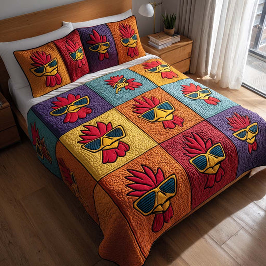 Hot Hen Alert 3-Piece Quilted Bedding Set NCU0XD015