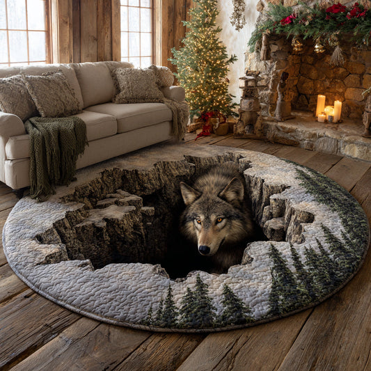 Howl Wolf Shadow Quilted Round Mat NCU0HH1455