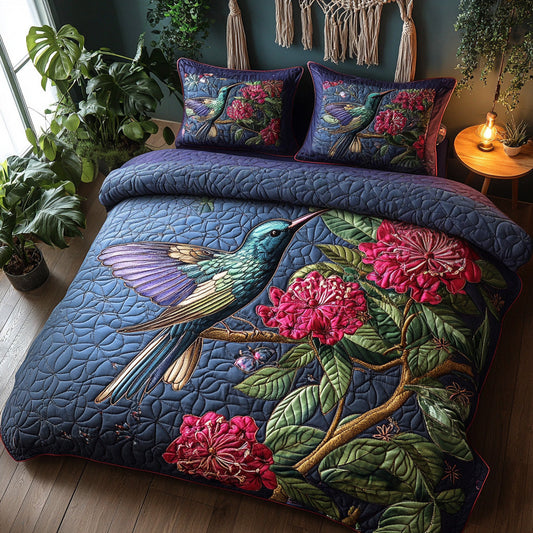 Humming Bloom 3-Piece Quilted Bedding Set NCU0DV6993