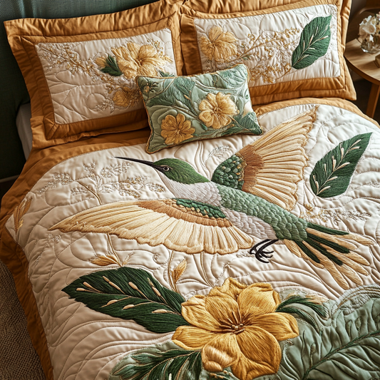 Humming Bloom 3-Piece Quilted Bedding Set NCU0VH5681