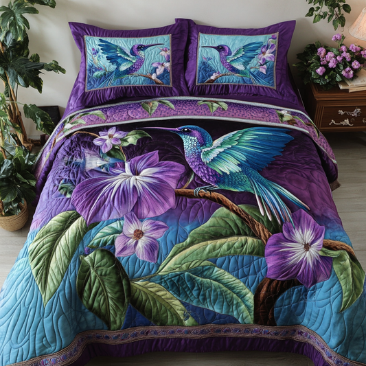 Humming Bloom 3-Piece Quilted Bedding Set NCU0VH5887