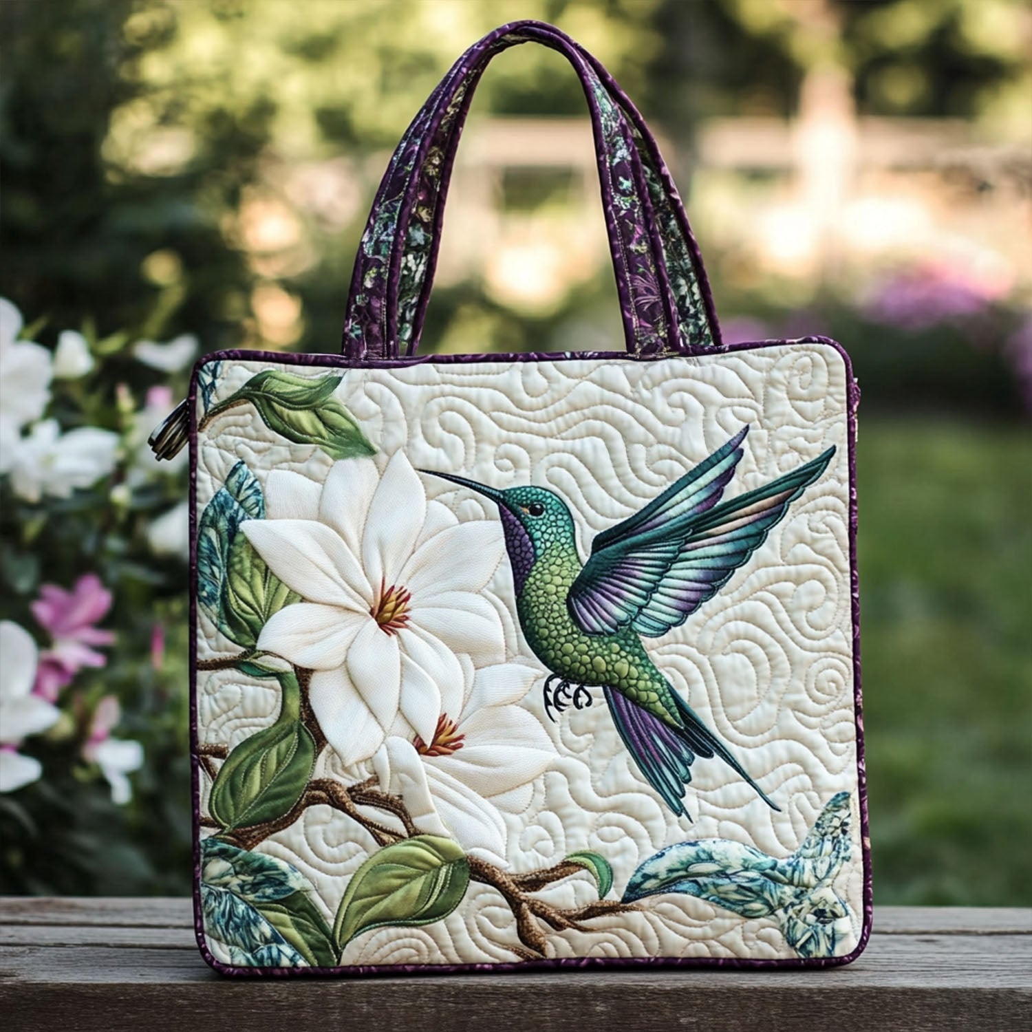 Humming Blossom Quilted Tote Bag NCU0PT7947 – Vantique