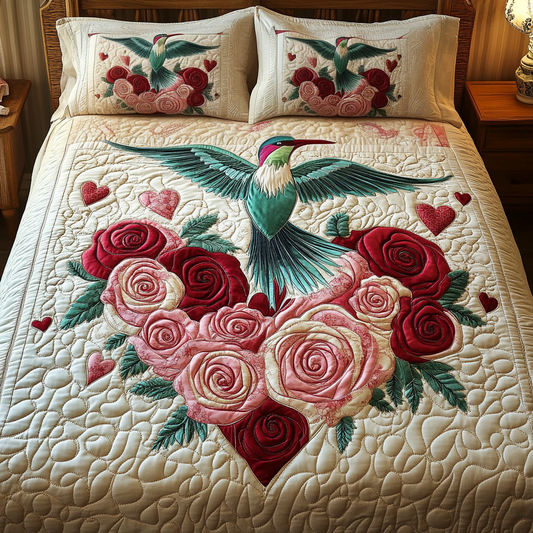 Humming Heart 3-Piece Quilted Bedding Set NCU0VH1623
