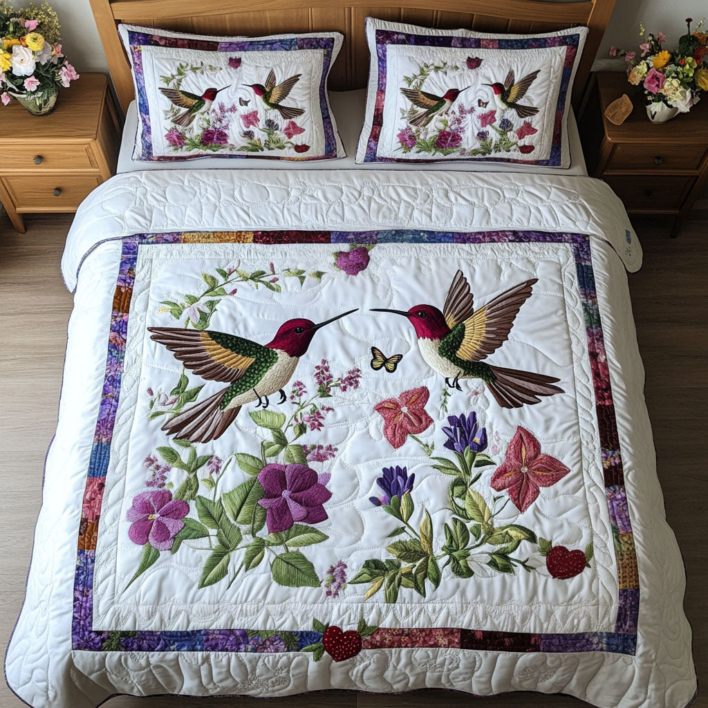 Humming Love 3-Piece Quilted Bedding Set NCU0NT2741