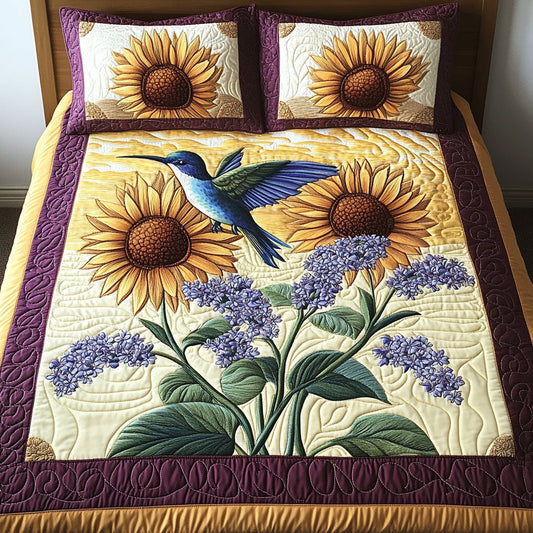Humming Sunflower 3-Piece Quilted Bedding Set NCU0NT3342