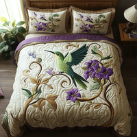 Hummingbird Garden 3-Piece Quilted Bedding Set NCU0DV5977