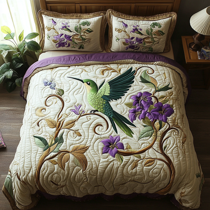 Hummingbird 3-Piece Quilted Bedding Set NCU0VT182
