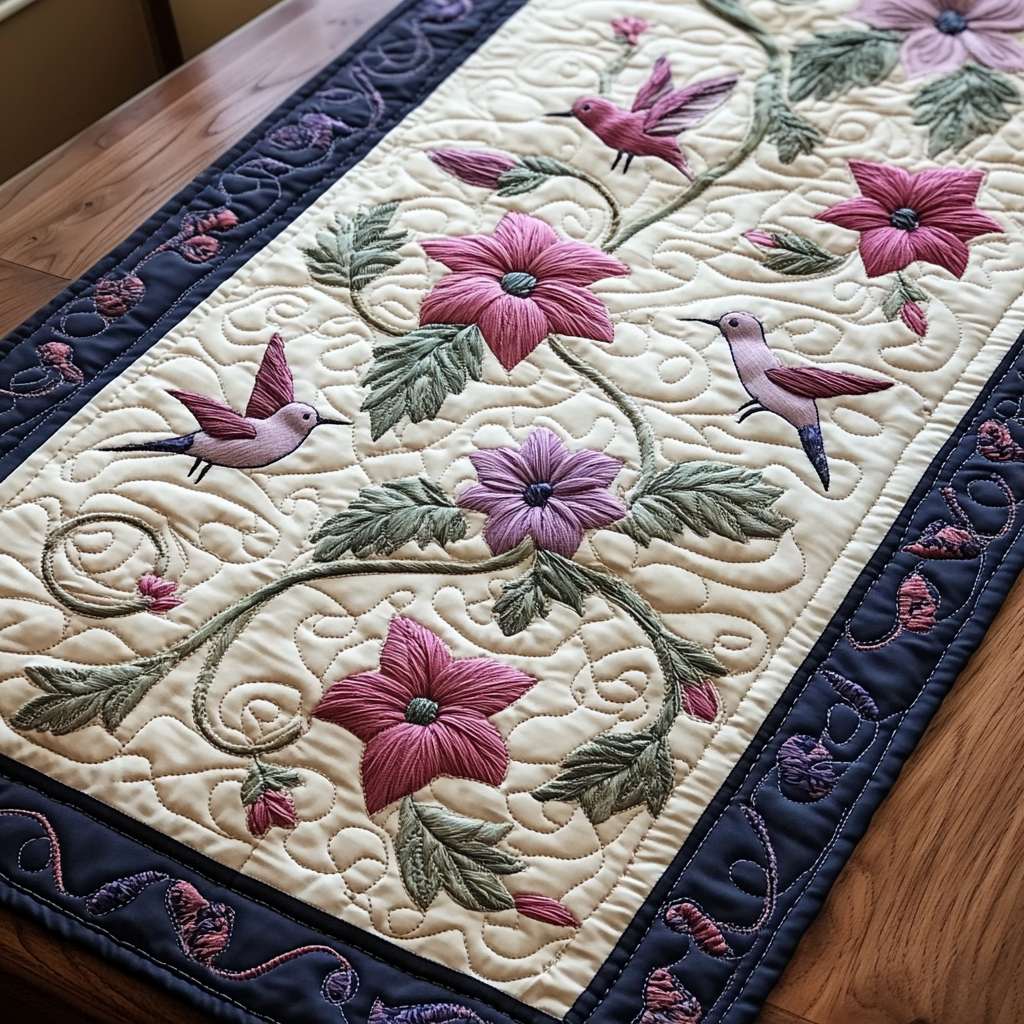 Hummingbird Ballet Quilted Table Runner NCU0DV1115