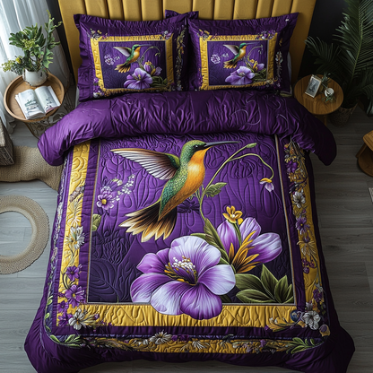 Hummingbird Bliss 3-Piece Quilted Bedding Set NCU0DK8535