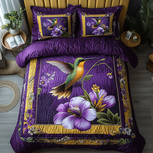 Hummingbird Bliss 3-Piece Quilted Bedding Set NCU0DK8535