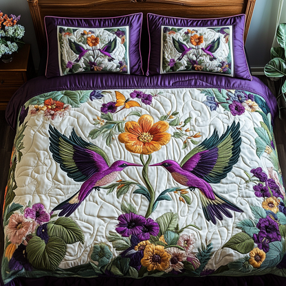 Hummingbird Bliss 3-Piece Quilted Bedding Set NCU0VH2433