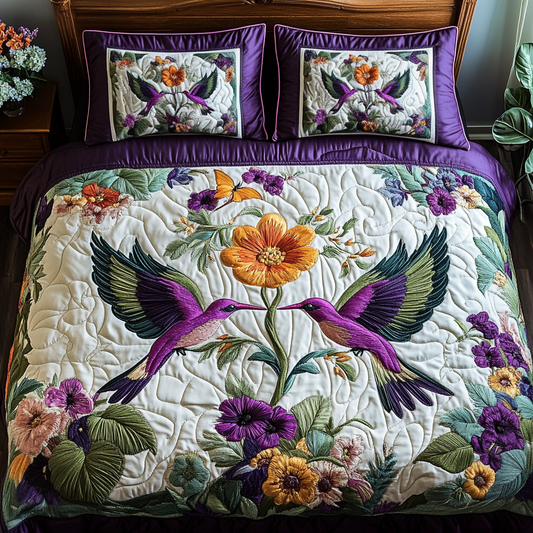 Hummingbird Bliss 3-Piece Quilted Bedding Set NCU0VH2433