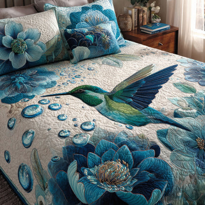 Hummingbird Bloom 3-Piece Quilted Bedding Set NCU0DK11562