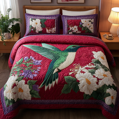 Hummingbird Bloom 3-Piece Quilted Bedding Set NCU0DK8520