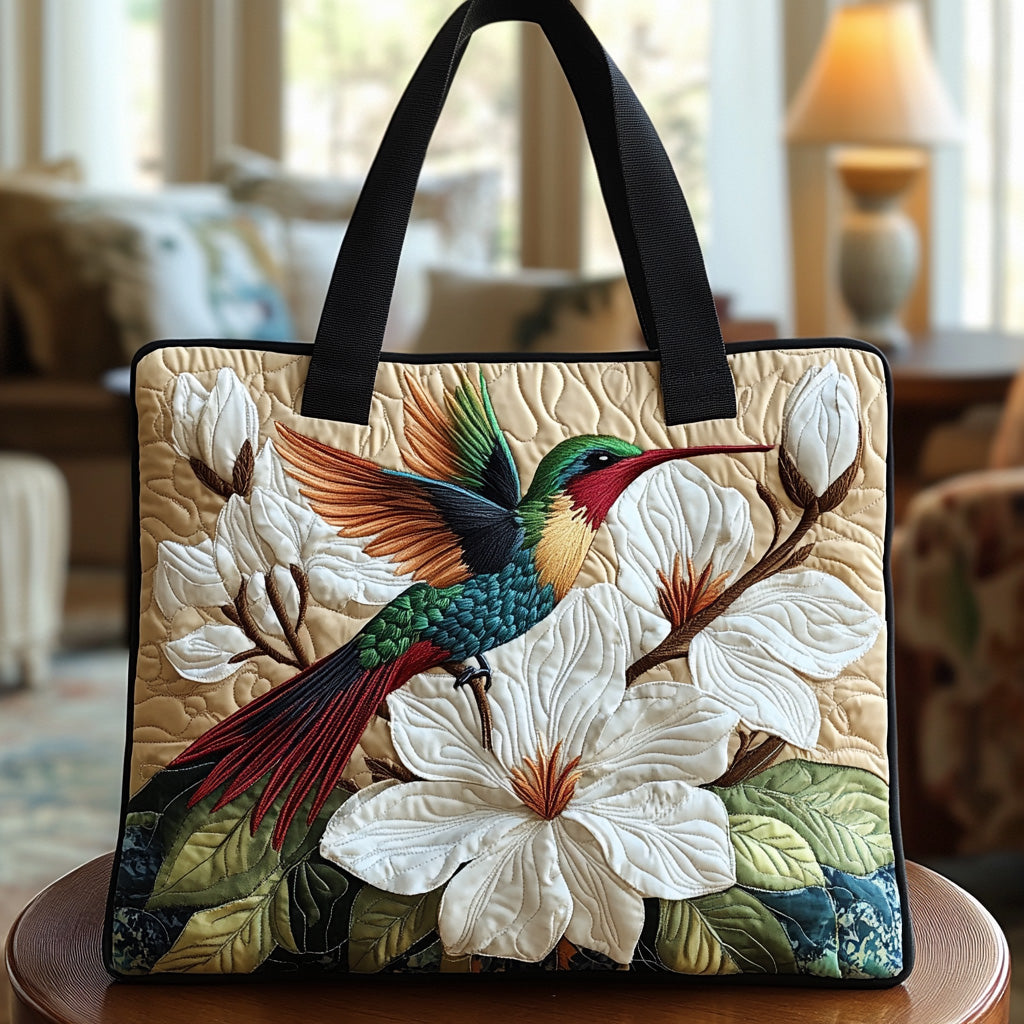 Hummingbird Bloom Quilted Tote Bag NCU0DV6818