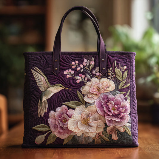 Hummingbird Bloom Quilted Tote Bag NCU0HH297