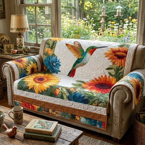 Hummingbird Blossom Haven Quilted Sofa Cover NCU0PT11473