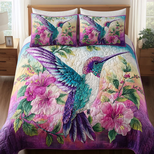 Hummingbird Dawn 3-Piece Quilted Bedding Set NCU0DK8531