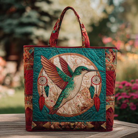 Hummingbird Dawn Quilted Tote Bag NCU0DK8713