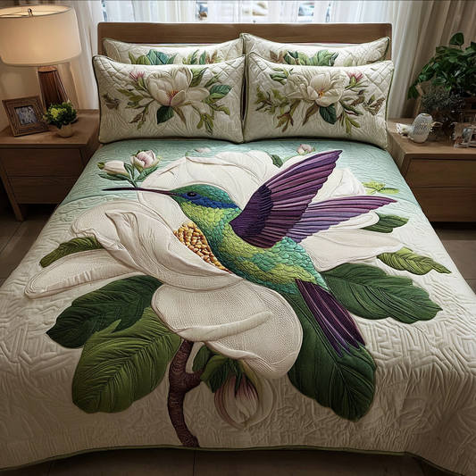 Hummingbird Delight 3-Piece Quilted Bedding Set NCU0DK10350