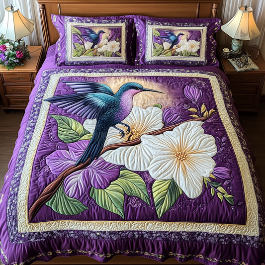 Hummingbird Delight 3-Piece Quilted Bedding Set NCU0DK8536