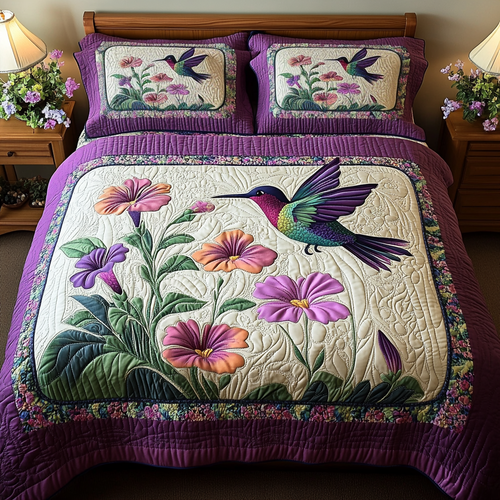 Hummingbird Dream 3-Piece Quilted Bedding Set NCU0DK7392