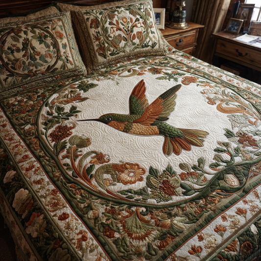 Hummingbird Dream 3-Piece Quilted Bedding Set NCU0DK8522