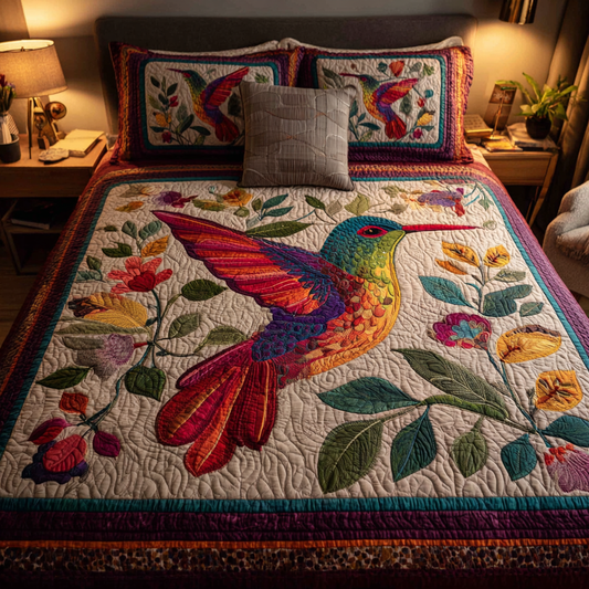 Hummingbird Flare 3-Piece Quilted Bedding Set NCU0DK8537
