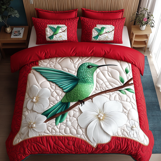 Hummingbird Flight 3-Piece Quilted Bedding Set NCU0DK8518